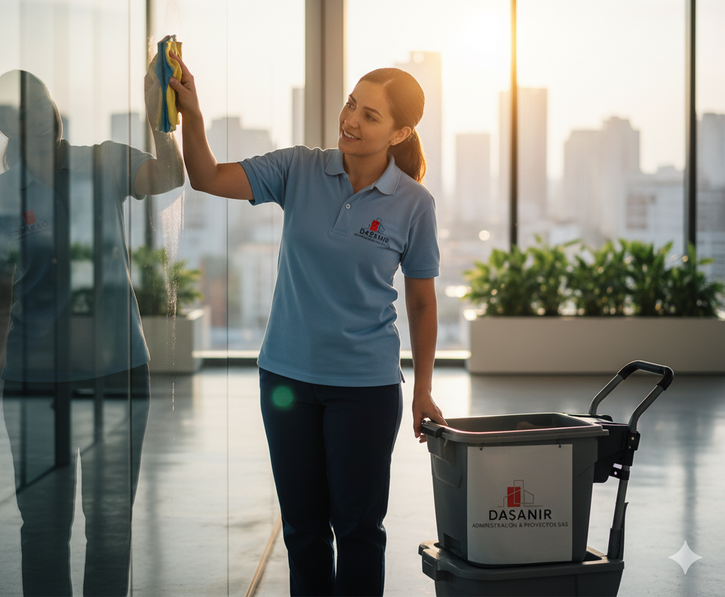 Personal de aseo trabajando